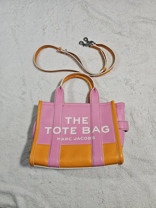 Marc Jacobs Pink & Orange The Tote Bag – Leather Shoulder Tote - Picture 1 of 13